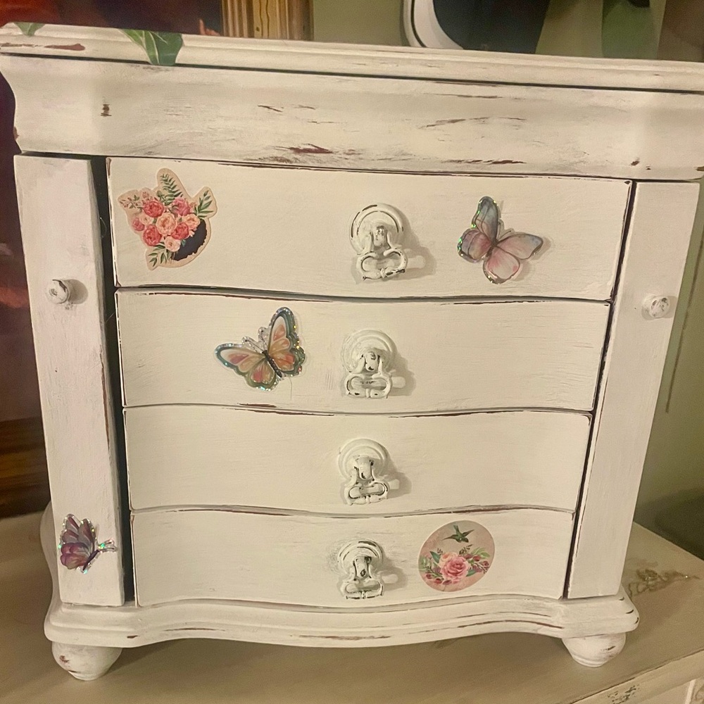 White Jewelry Box with Butterfly Accents